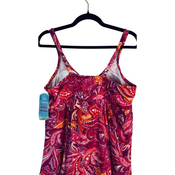 2/$35 NWT Swim Solutions 22W Tummy Control Bow-Front Swim Dress Bust Support - Picture 12 of 16